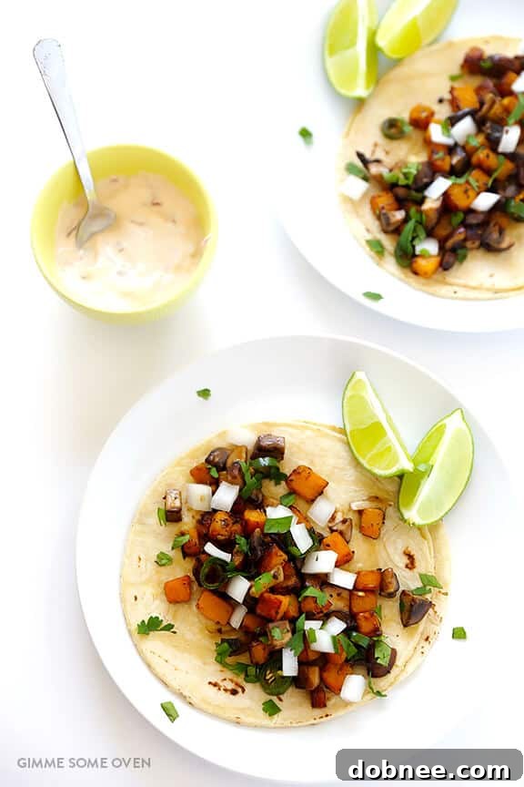 Butternut Squash and Mushroom Tacos Recipe | gimmesomeoven.com #glutenfree