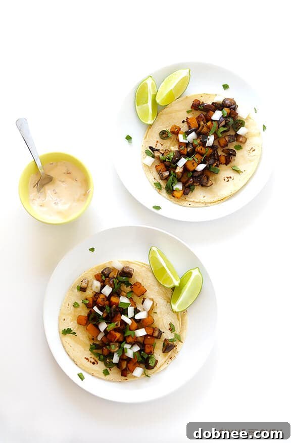 Butternut Squash and Mushroom Tacos Recipe | gimmesomeoven.com #glutenfree