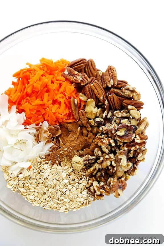 Close-up of Carrot Shavings and Other Ingredients for Granola