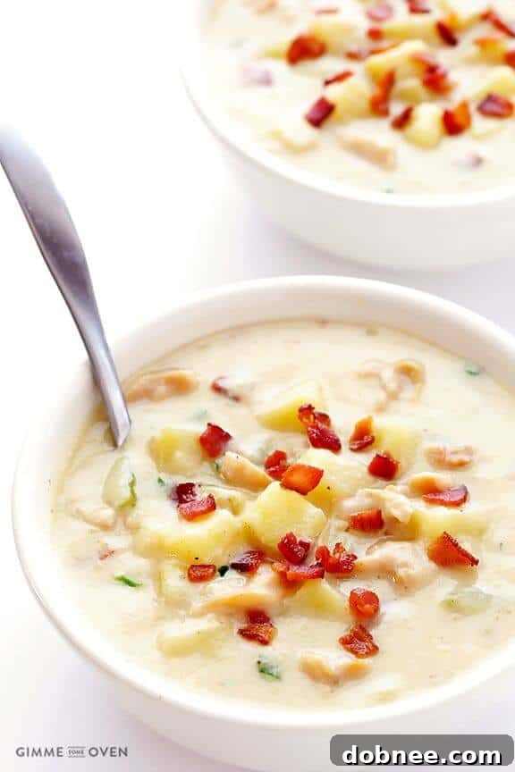 Lighter New England Clam Chowder - a creamy seafood soup, made healthier