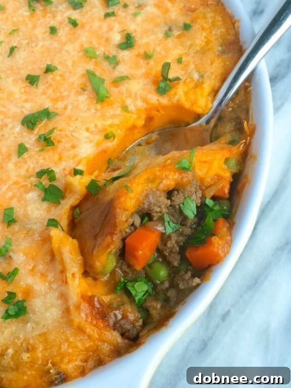 Shepherd’s Pie with Whipped Sweet Potatoes - a wholesome and savory twist on a classic