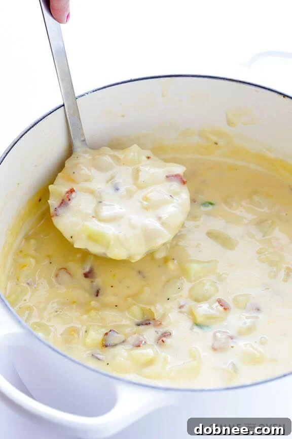 Creamy Potato Soup - a comforting and hearty soup made lighter