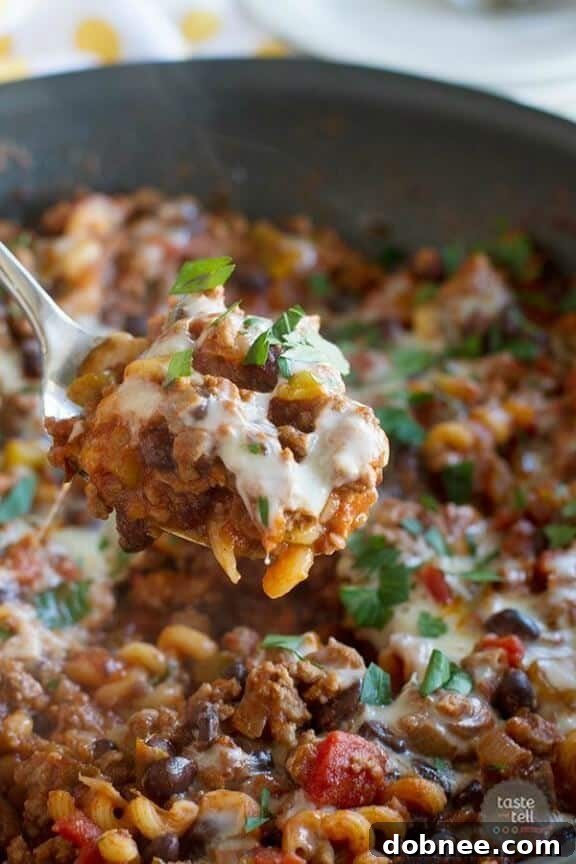 Lighter Chili Mac - a delicious fusion of chili and mac & cheese