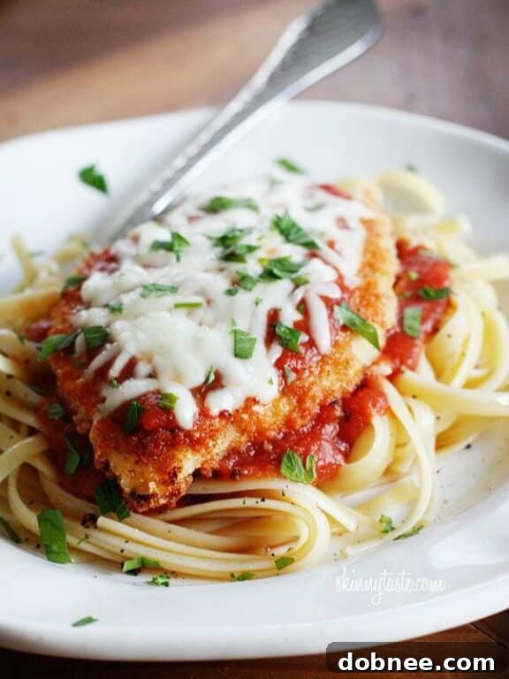 Baked Chicken Parmesan - a crispy and cheesy Italian-American classic, made healthier