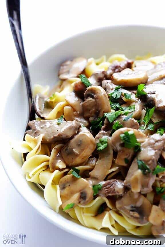 Easy Beef Stroganoff - a lighter, yet creamy and flavorful weeknight meal