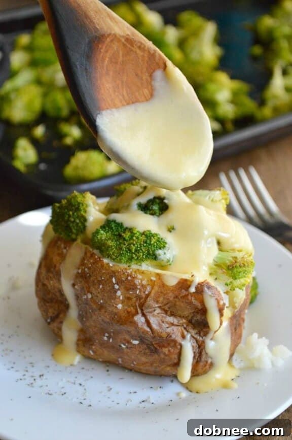 Lightened Up Cheesy Broccoli Potatoes - a wholesome and cheesy vegetable side dish