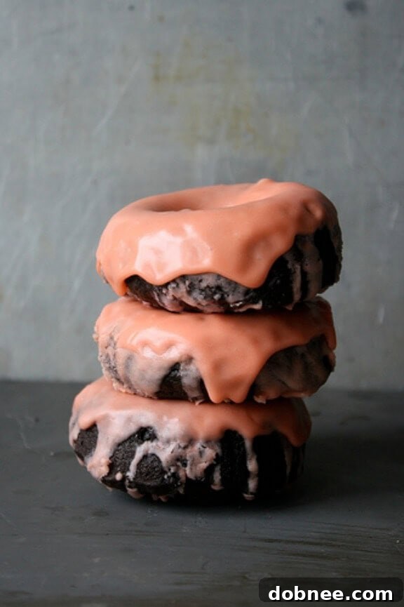 Chocolate Donuts with Blood Orange Glaze from Tasty Kitchen.