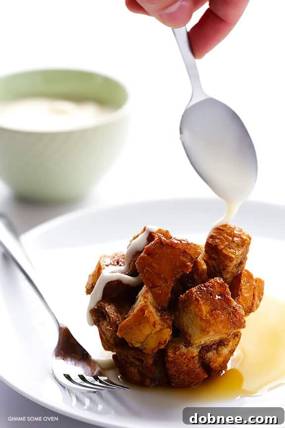 Delicious French Toast Cups Recipe with Whiskey Cream Cheese Glaze | gimmesomeoven.com