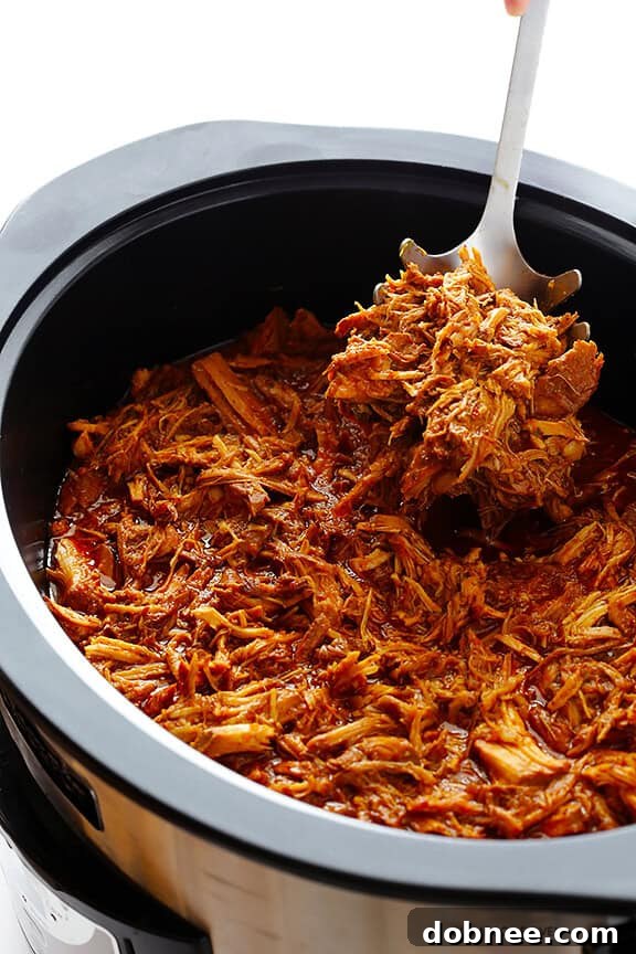 Perfectly shredded pork for Slow Cooker Tacos Al Pastor