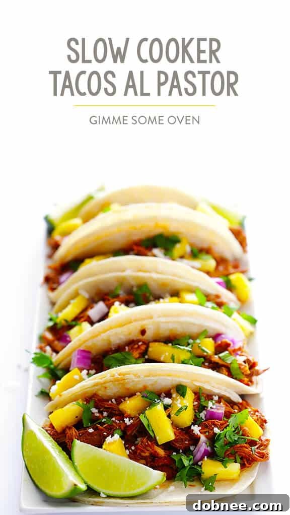 Finished Slow Cooker Tacos Al Pastor on a serving plate