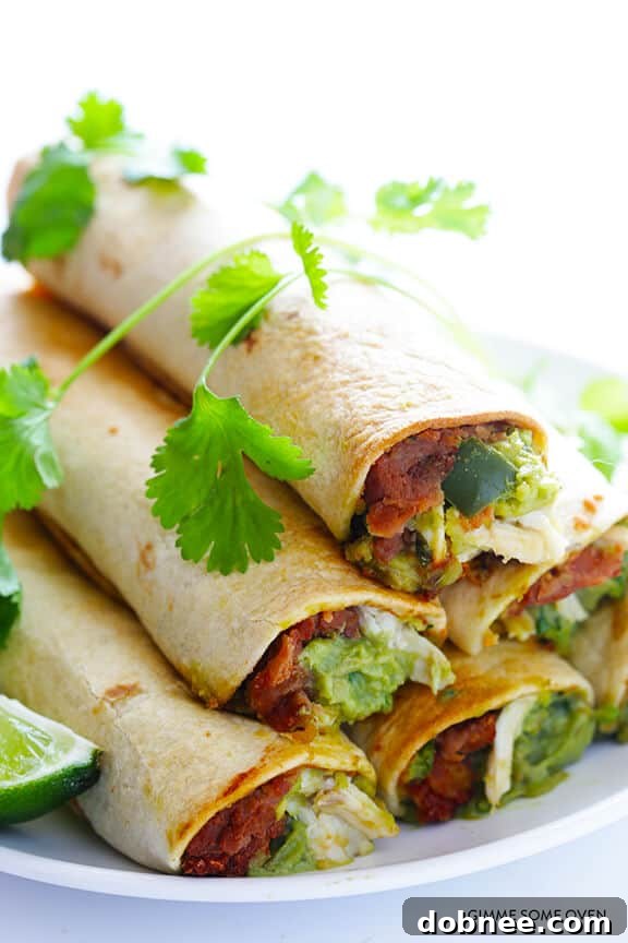 Effortless 5-Ingredient Chicken Guacamole Taquitos 2 Delicious 5-Ingredient Baked Chicken Guacamole Taquitos Recipe
