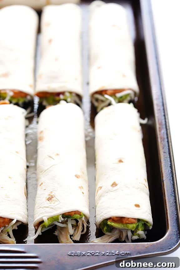Effortless 5-Ingredient Chicken Guacamole Taquitos 5 Rolling Chicken Guacamole Taquitos for Baking