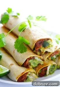 5-Ingredient Chicken Guacamole Taquitos Recipe Card Image