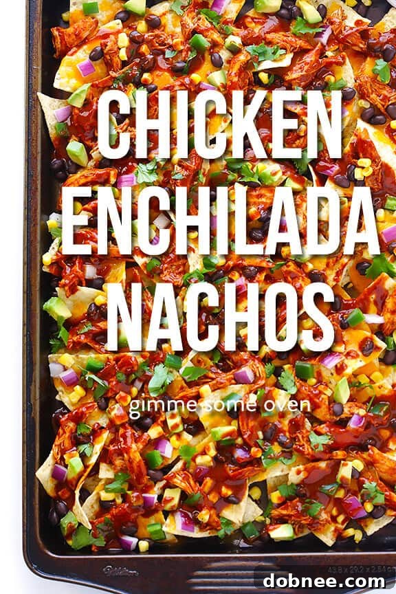 Chicken Enchilada Nachos Recipe | gimmesomeoven.com