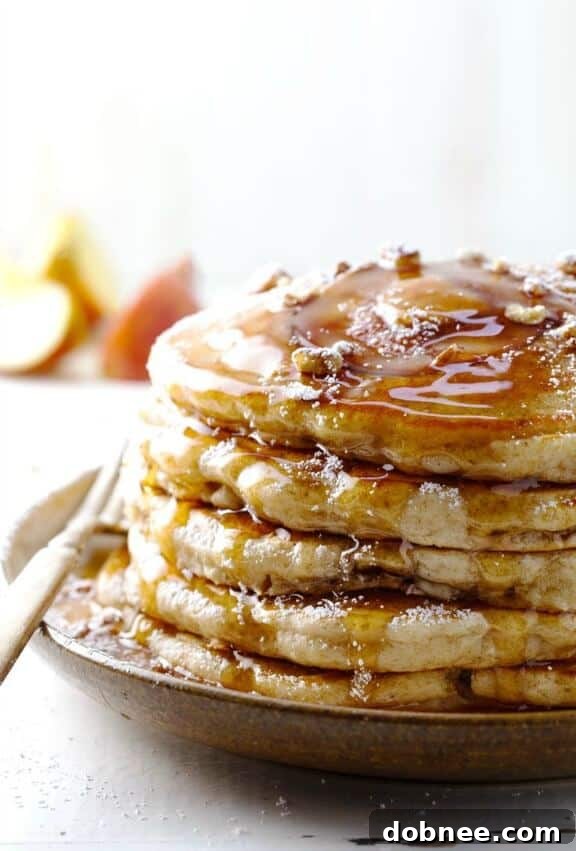 Old Fashioned Whole Wheat Apple Pancakes from Pinch of Yum, a wholesome and comforting breakfast