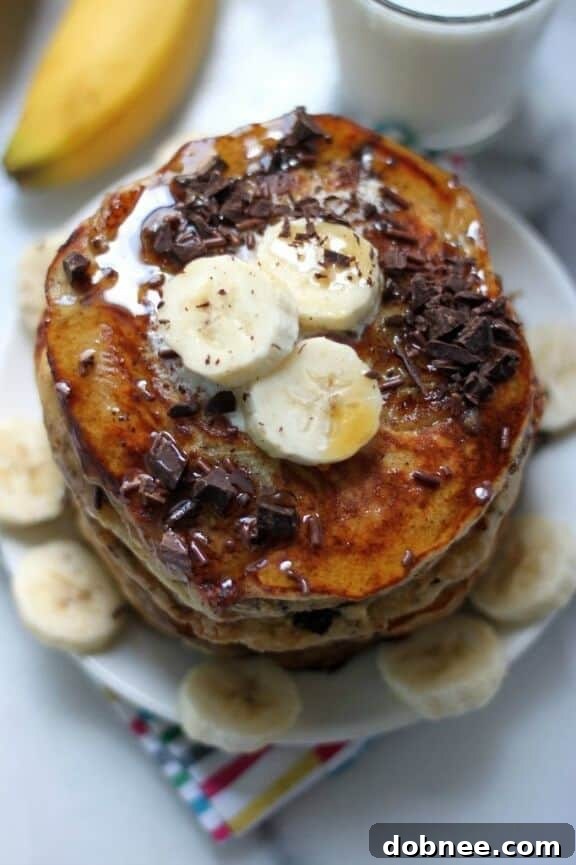 Best Ever Banana Oat Pancakes by Baker by Nature, a healthy and hearty breakfast option