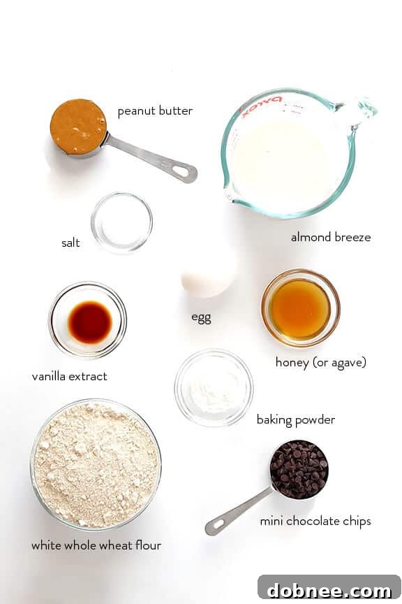 Stack of Whole Wheat Peanut Butter Chocolate Chip Pancakes, a perfect breakfast