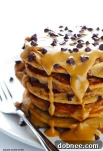 Whole Wheat Peanut Butter Chocolate Chip Pancakes