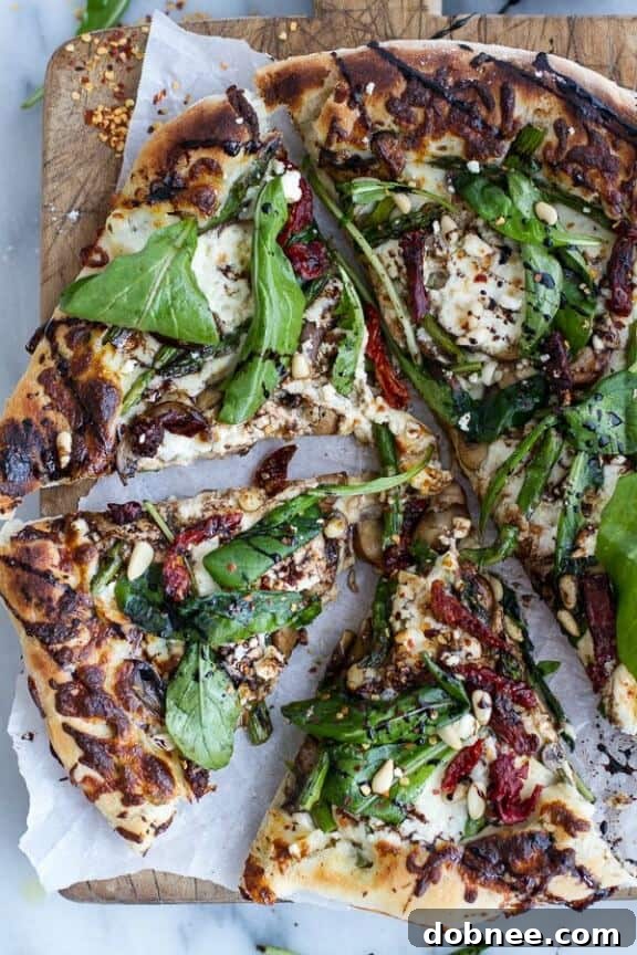 Spring Time Mushroom & Asparagus White Burrata Cheese Pizza with Balsamic Drizzle | halfbakedharvest.com
