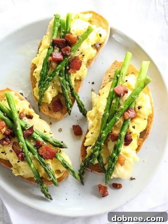 Scrambled Egg and Roasted Asparagus Toasts | foodiecrush.com