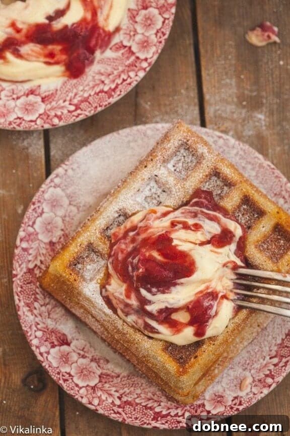 Buckwheat Waffles with Rhubarb Cream | vikalinka.com