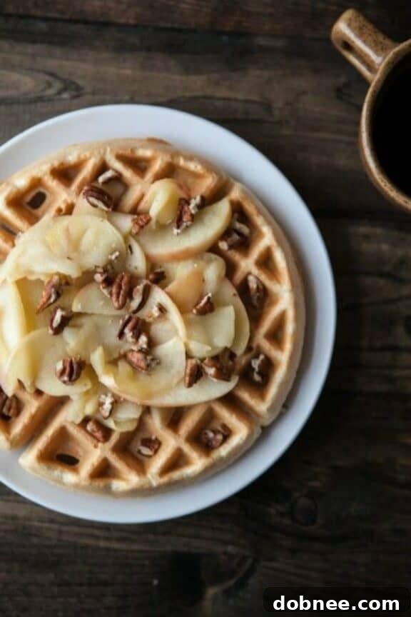 Brown Butter Waffles with Honey-Apples and Pecans | naturallyella.com