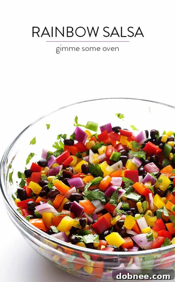 Rainbow Salsa -- easy to make, and so fresh and tasty! | gimmesomeoven.com