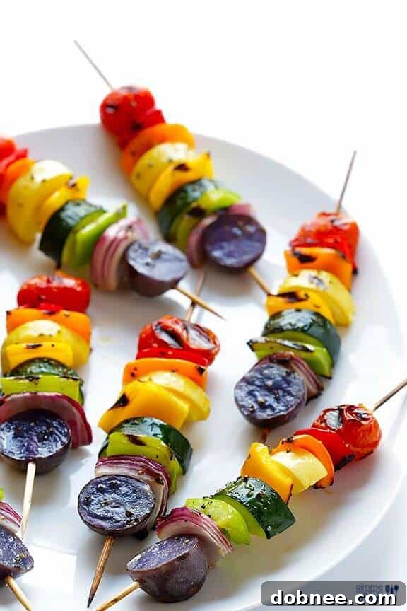 Rainbow Veggie Skewers, colorful grilled vegetables.
