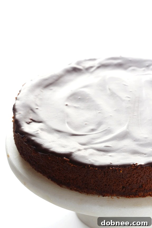 A top-down view of the Almond Joy Cheesecake being topped with ganache, almonds, and coconut.