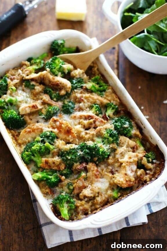 Creamy Chicken Quinoa and Broccoli Casserole - a wholesome family meal