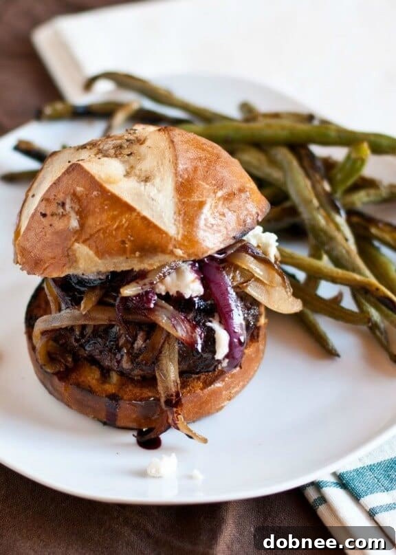 Red Wine Burgers with Caramelized Onions and Goat Cheese from NeighborFood