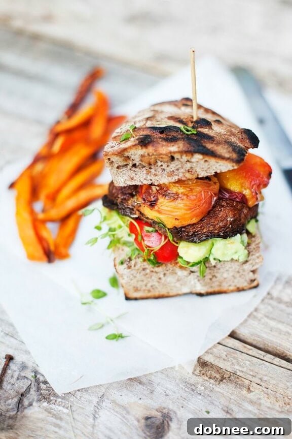 Portobello & Peach Burger from Green Kitchen Stories