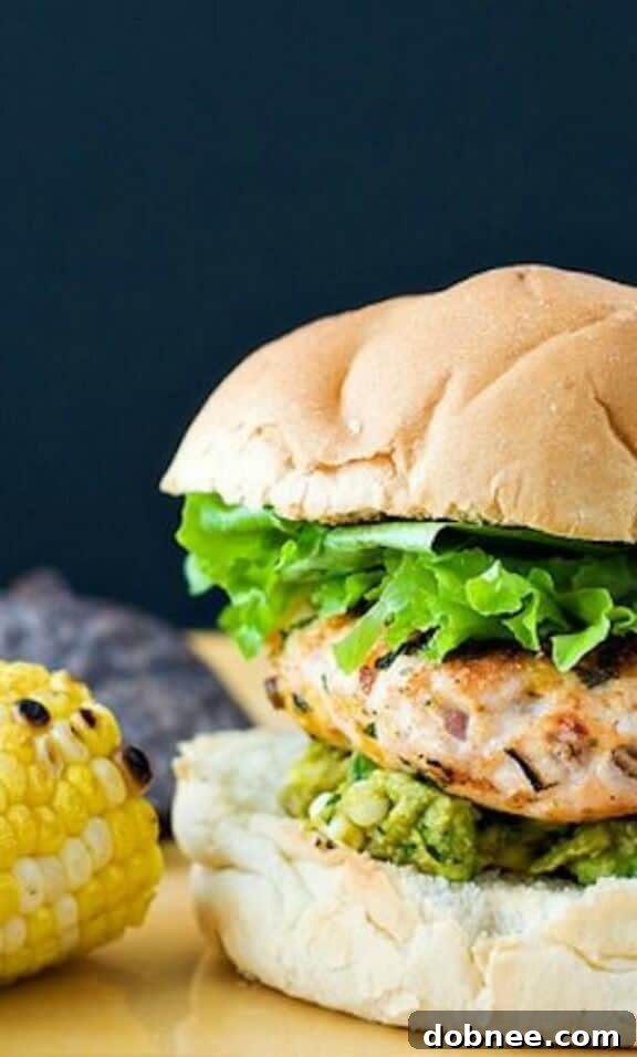 Cheddar Jalapeno Chicken Burgers with Guacamole from Skinny Mom