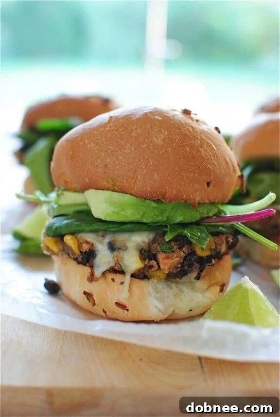 Chipotle Black Bean Burgers from Bev Cooks