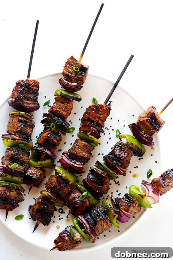 Flavorful Asian Pepper Steak Kabobs, grilled to perfection for an easy and delicious meal