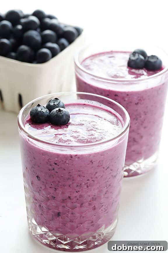 Delicious Blueberry Muffin Smoothie - a healthy and quick breakfast or snack option.
