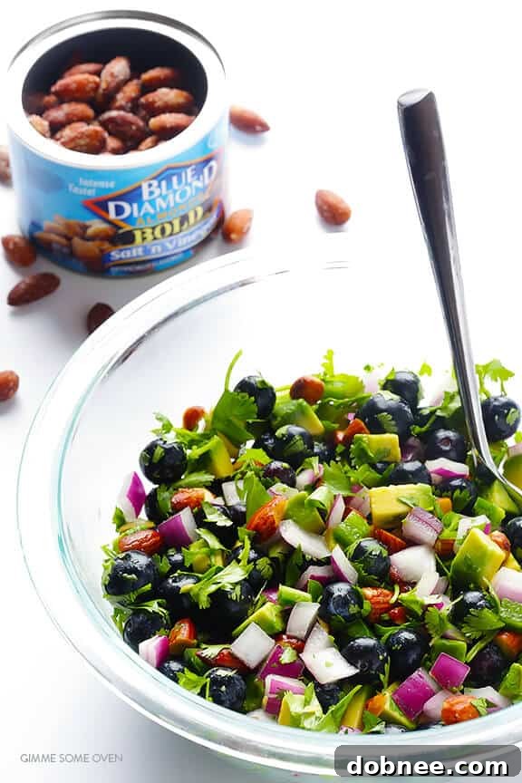 Fish Tacos with Blueberry-Almond Salsa -- perfectly sweet and savory, naturally gluten-free, and SO GOOD! | gimmesomeoven.com