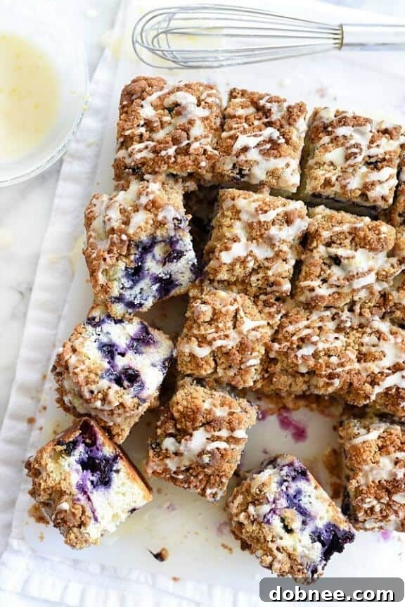 Blueberry Buckle with a sweet lemon glaze