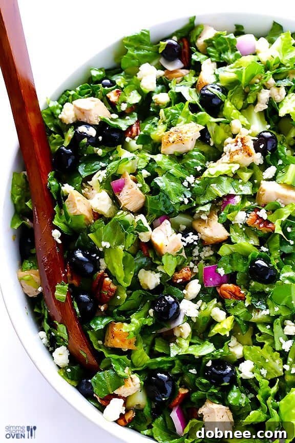 Healthy Blueberry Chicken Chopped Salad with dressing