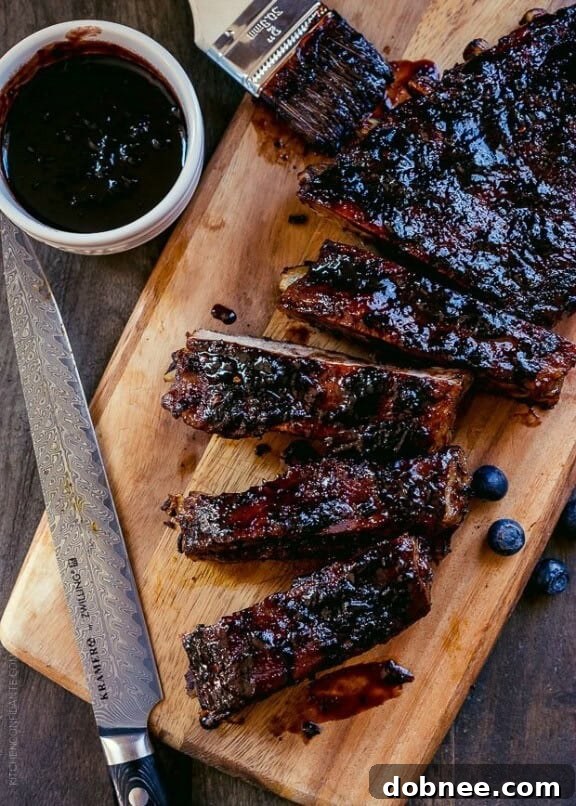 Tender Baby Back Ribs with Blueberry Balsamic Barbecue Sauce