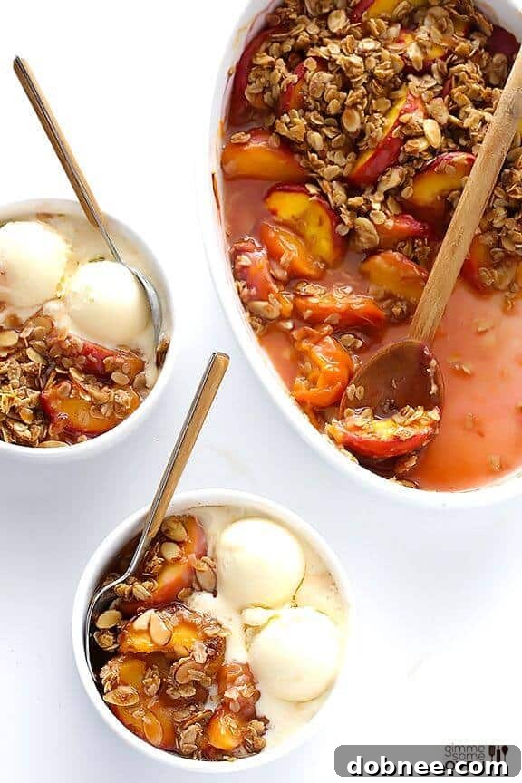 Ginger Peach Crumble Recipe from Gimme Some Oven