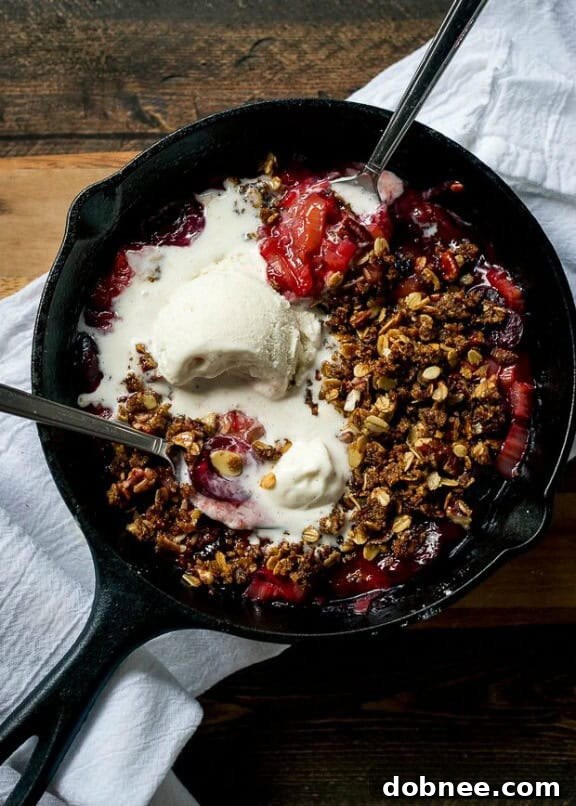 Stovetop Rhubarb-Cherry Crisp Recipe from Kitchen Confidante