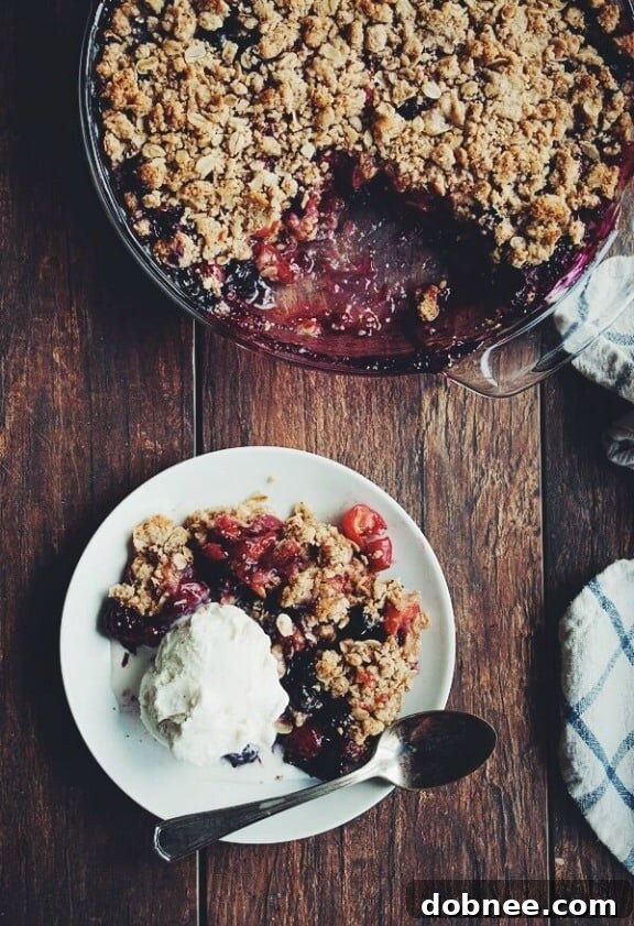 Sour Cherry Berry Crisp Recipe from Blogging Over Thyme
