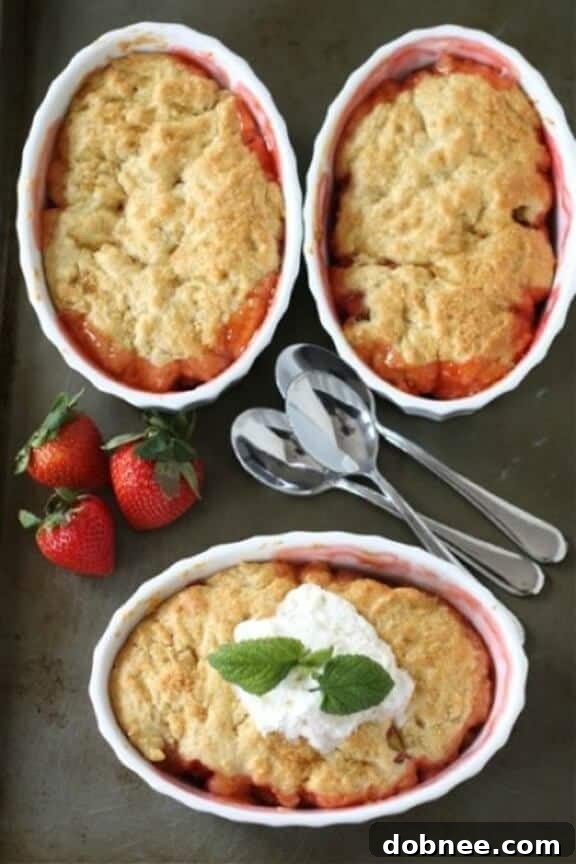 Strawberry Rhubarb Cobbler Recipe from Two Peas and Their Pod