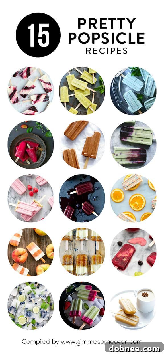 15 Stunning Summer Popsicle Treats 2 A vibrant collection of homemade fruit and creamy popsicle recipes, perfect for cooling down on hot summer days.