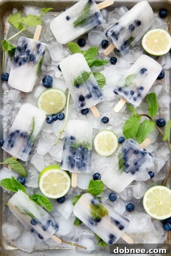 15 Stunning Summer Popsicle Treats 17 Elegant Blueberry Mojito Popsicles from Broma Bakery, a sophisticated and refreshing adult pop.