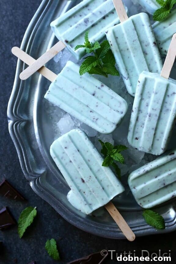 15 Stunning Summer Popsicle Treats 3 Refreshing Mint Chocolate Popsicles from Tutti Dolci, a perfect blend for a sweet treat.
