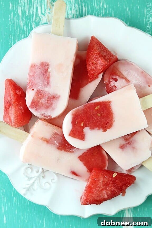 15 Refreshing Watermelon Creations 12 Watermelon Popsicles (2 Ingredients) | lecremedelacrumb.com