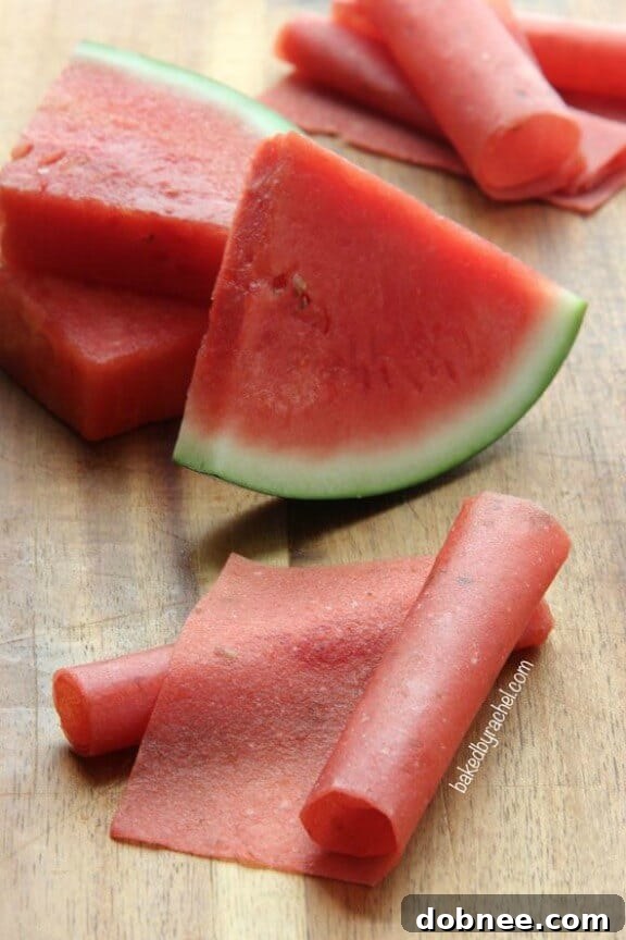15 Refreshing Watermelon Creations 14 Watermelon Fruit Leather | bakedbyrachel.com