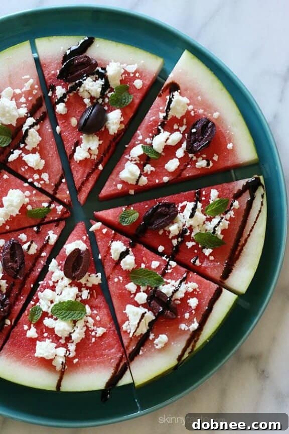 15 Refreshing Watermelon Creations 3 Watermelon Feta and Balsamic "Pizzas" | skinnytaste.com